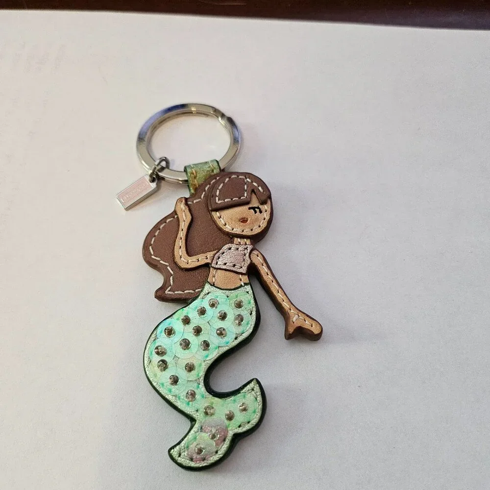 Coach Sequin Tail Mermaid Charm Keyring Keychain Fob - Picture 1 of 2
